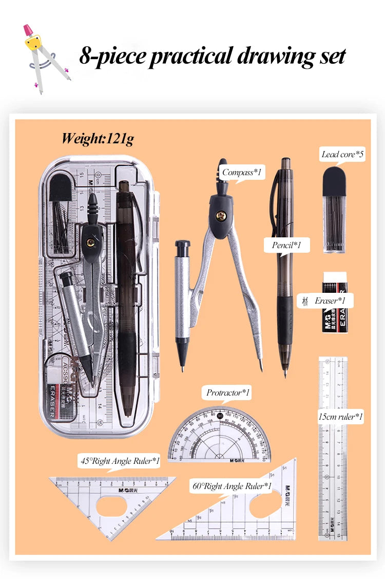 8 Pcs/Set Compass Ruler Set