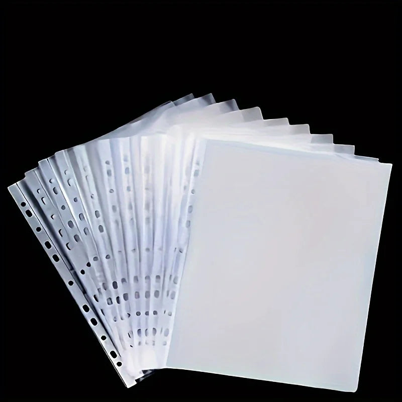 100Pcs A4 Clear 11-Hole Punched Sheet Protectors