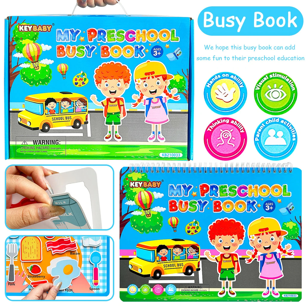 Preschool Busy Book With Velcro Matching Activities