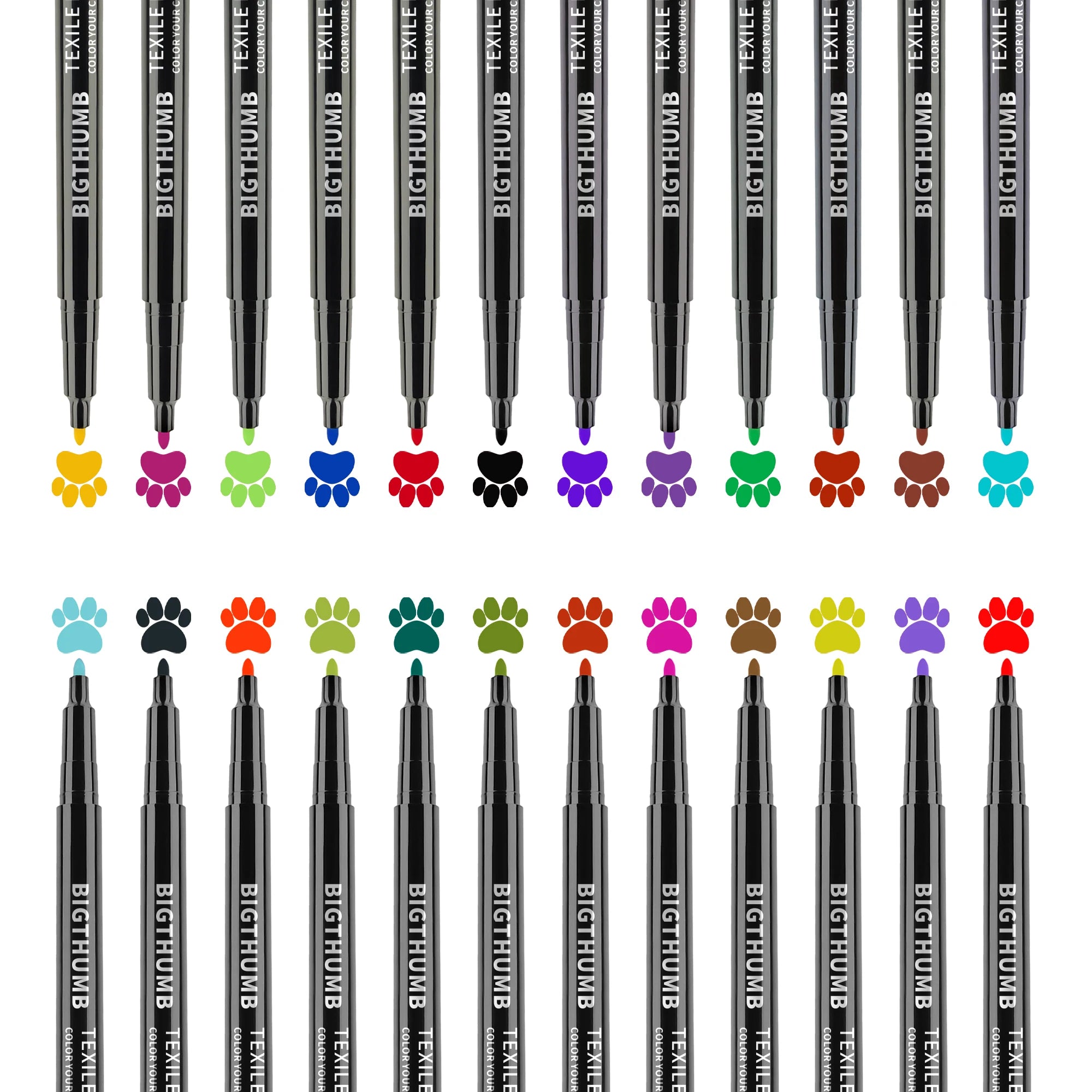 24Colors Fabric Markers Permanent