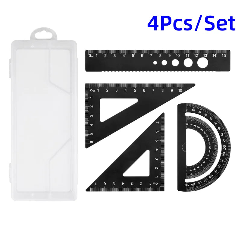 4pcs/set Aluminium Ruler Set