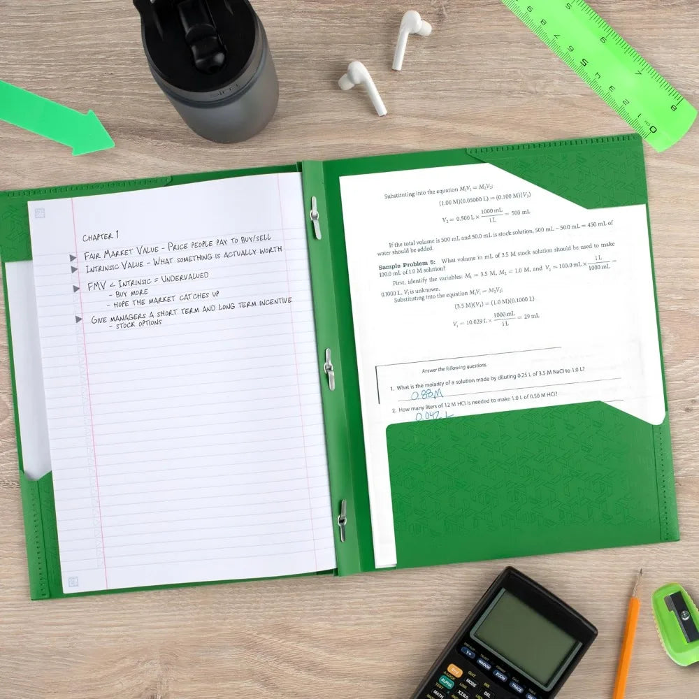 Plastic Folder with 2 Pockets Prong Fasteners