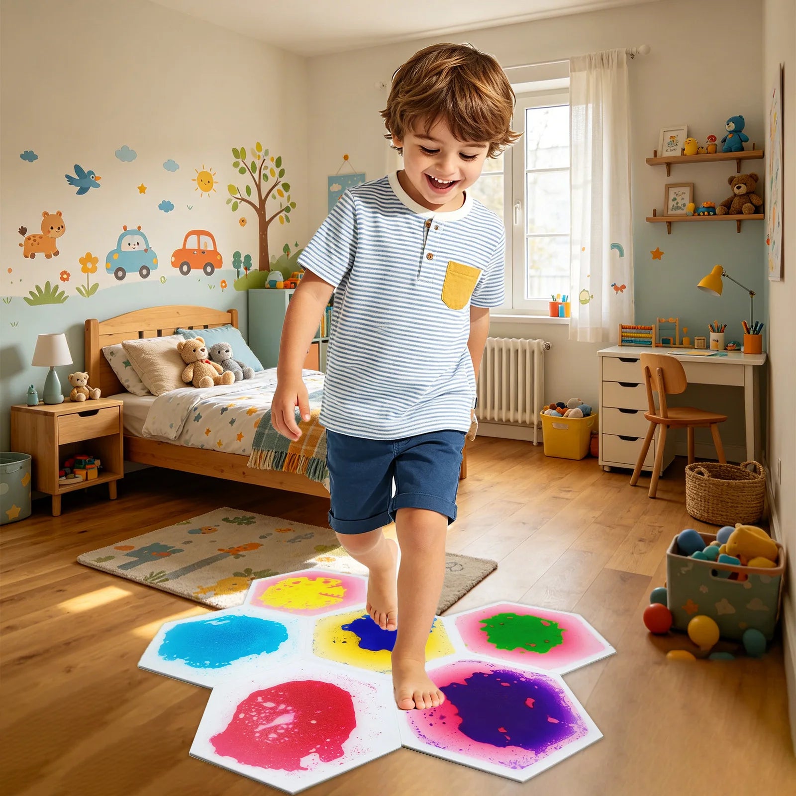 Thickened Hexagon Flowing Liquid Flooring