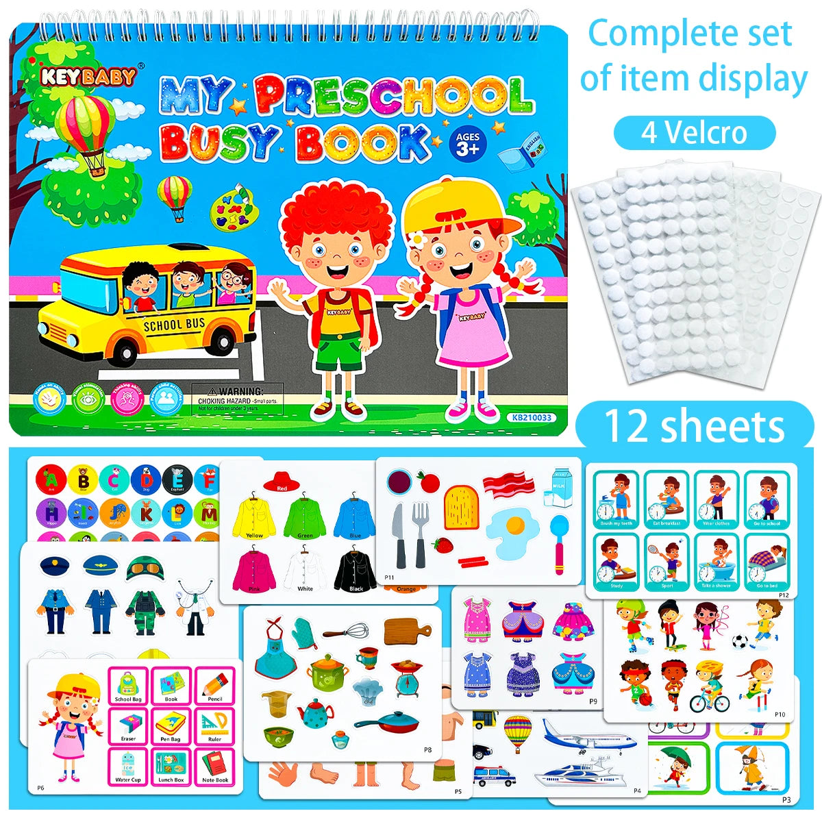 Preschool Busy Book With Velcro Matching Activities