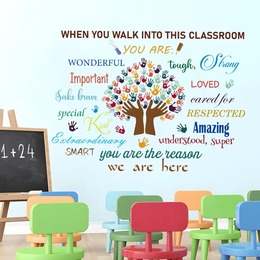 Graffiti Tree Inspiring English Phrases Wall Stickers