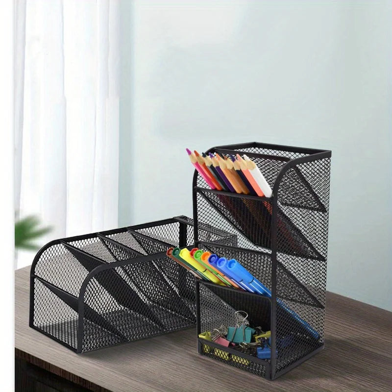 Four-Layer Black Mesh Desk Storage Box