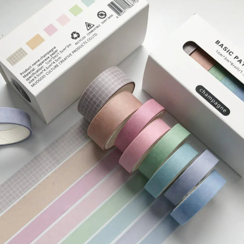 8pcs/box Basic Color Washi Tape