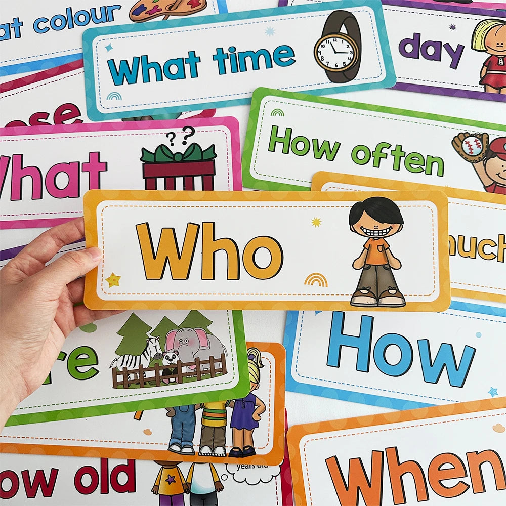 WH Question Words English Grammar Learning Cards