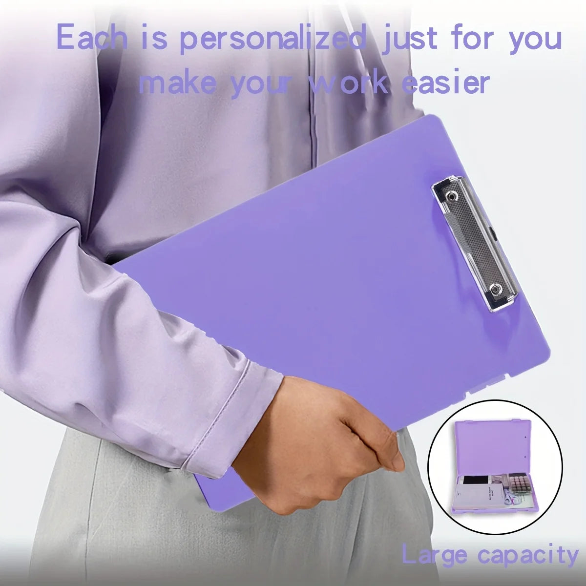 Portable A4 Plastic File Box Clipboard
