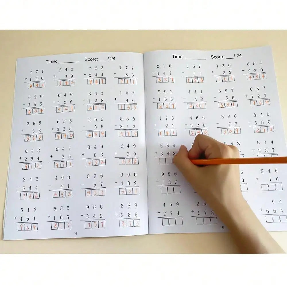 Addition and Subtraction within 1000 Math Workbook Uses for Primary School Arithmetic Practice Grade 1 2 3 4