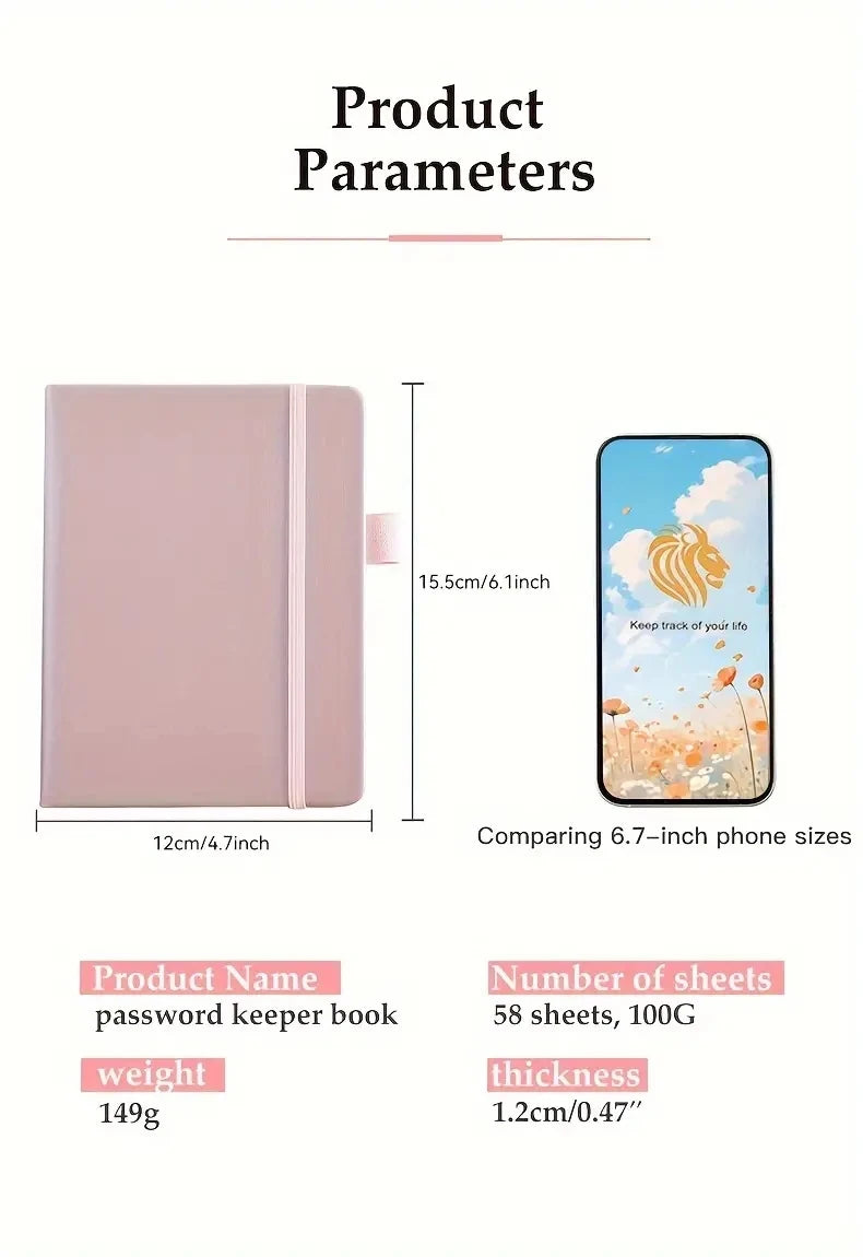 PU Cover Notebook A6 Password Book With Alphabetical Tabs