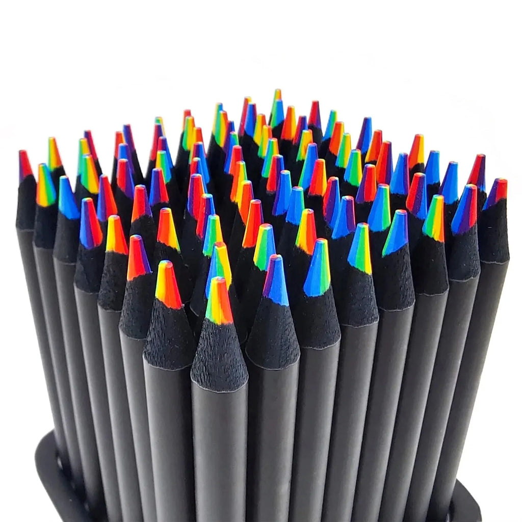 10pcs Color Black Wood Pencils 7 In 1 Pencil Gradient