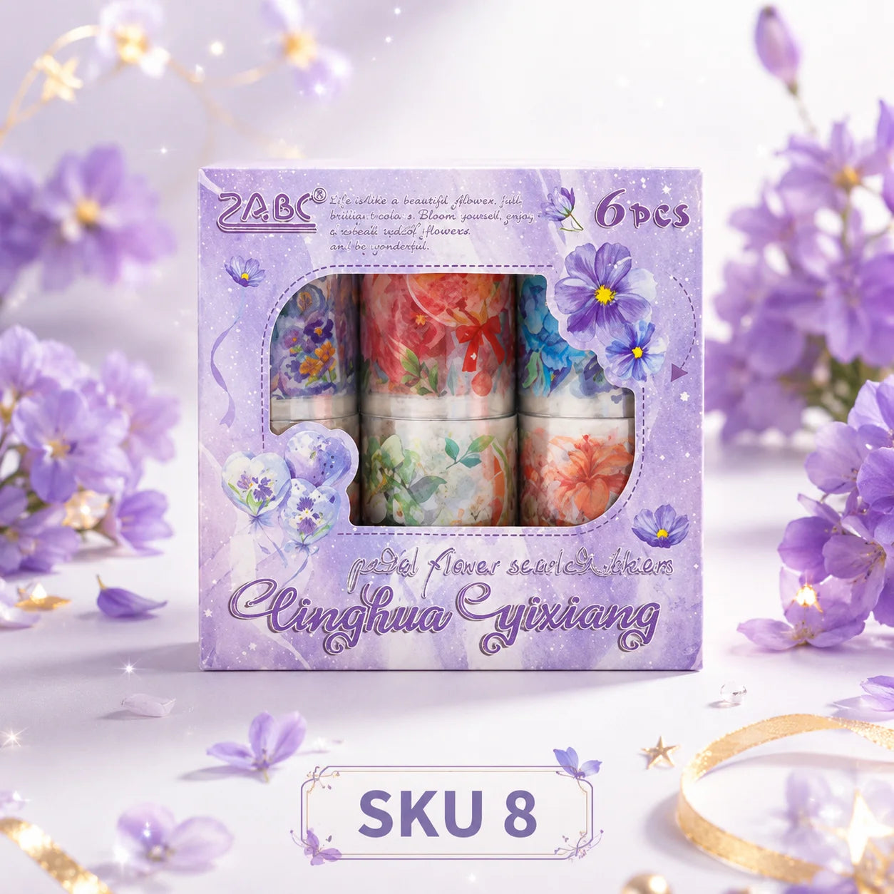 Cute Floral Washi Tape Set 6 Rolls