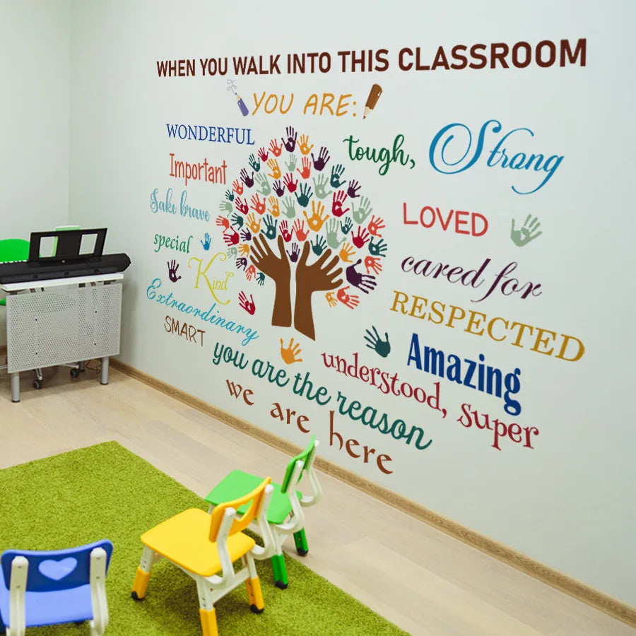 Graffiti Tree Inspiring English Phrases Wall Stickers
