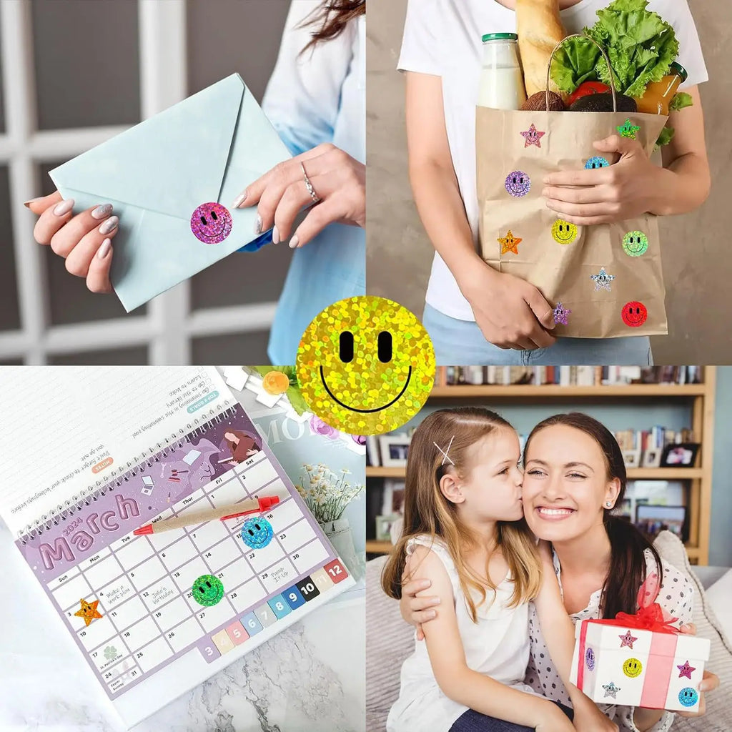 500 Pcs 1in. Smile Face Stickers Roll
