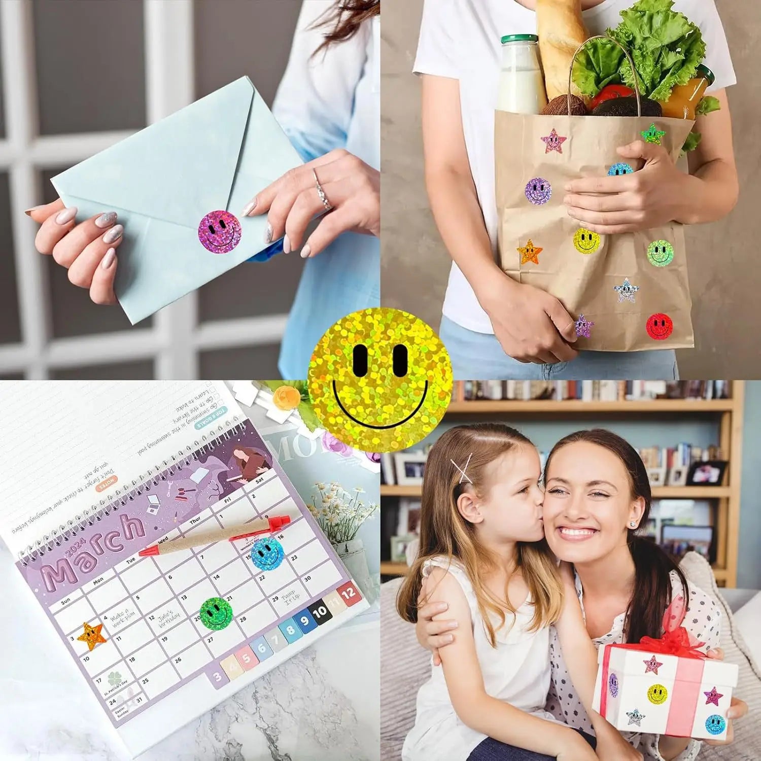 500 Pcs 1in. Smile Face Stickers Roll