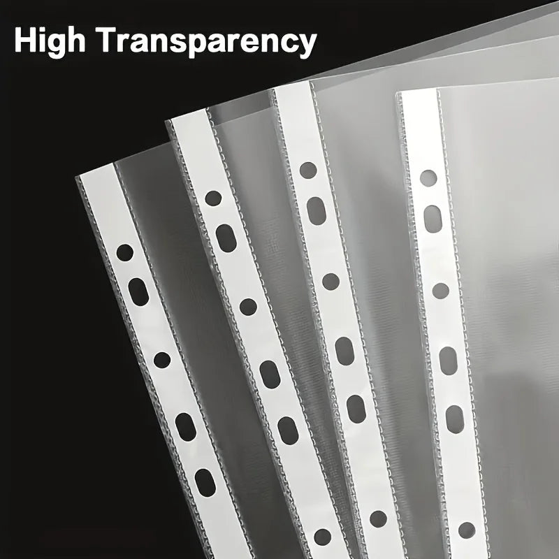 100Pcs A4 Clear 11-Hole Punched Sheet Protectors