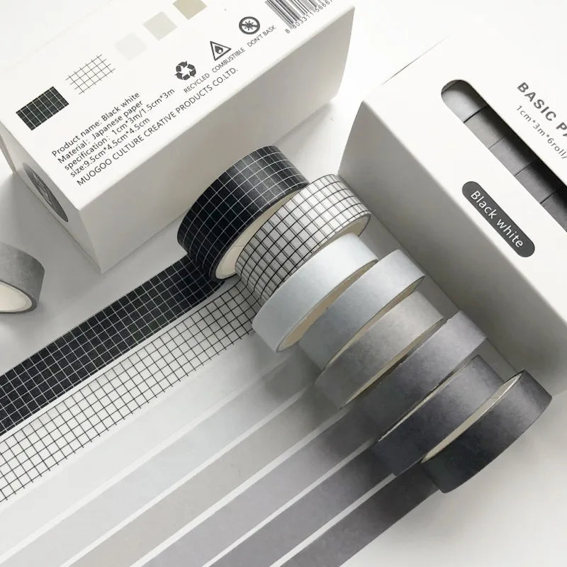 8pcs/box Basic Color Washi Tape