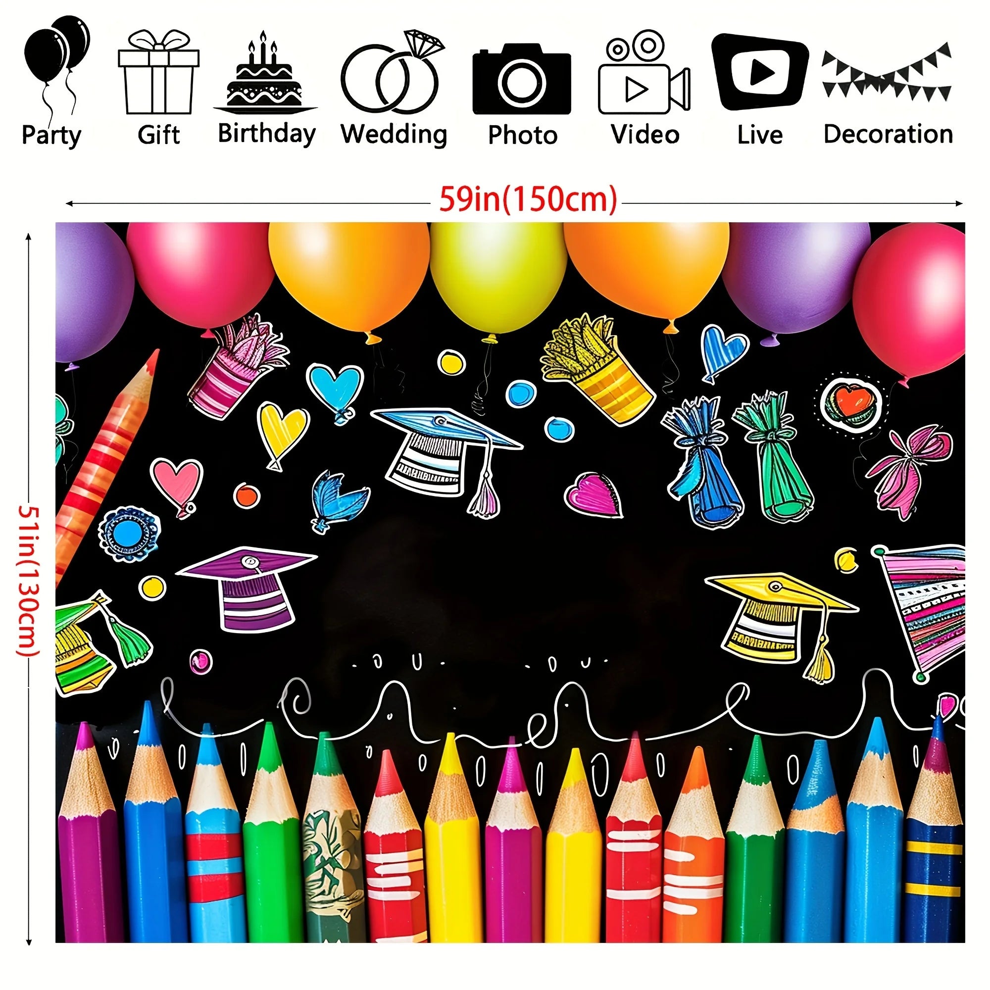 Colorful Crayon Pattern First Day Of School Backdrop