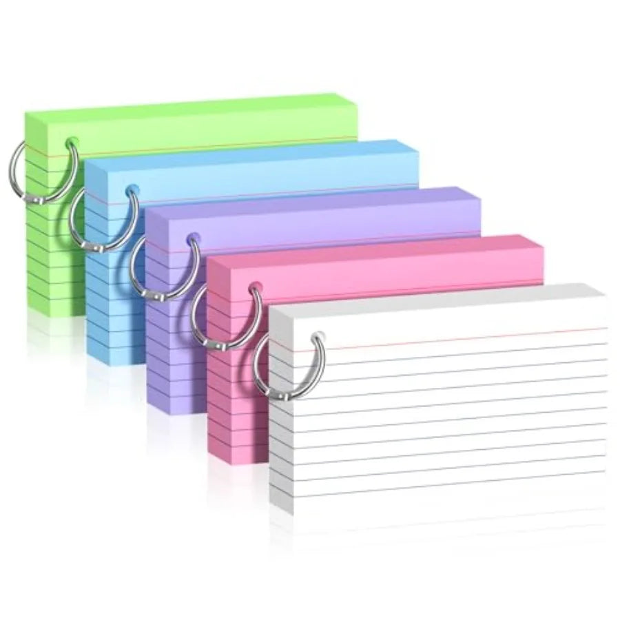 250 Sheets Colored Index Cards with Ring