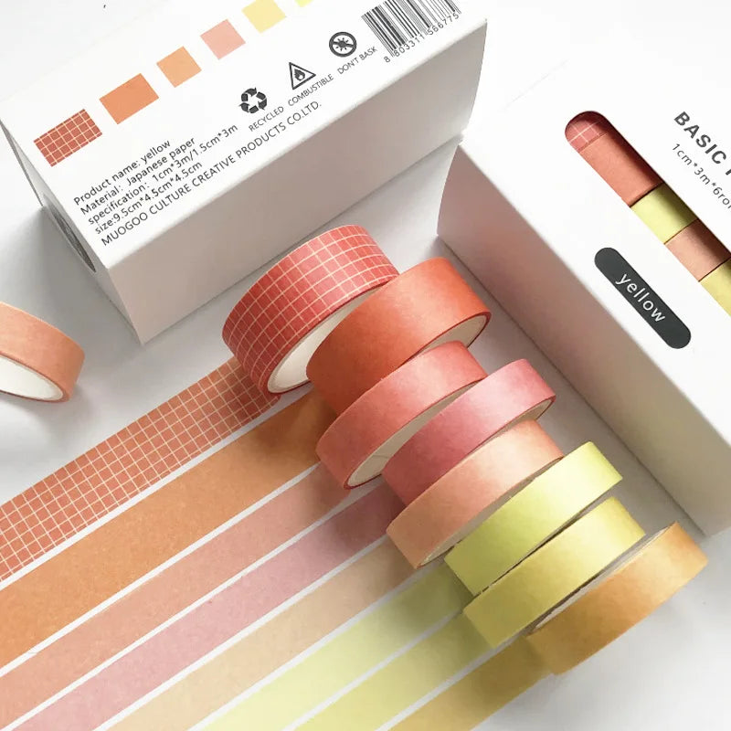 8pcs/box Basic Color Washi Tape