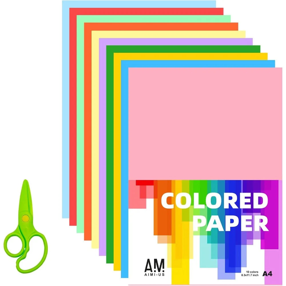 100 Sheets A4 Construction Paper in Assorted Bright Colors