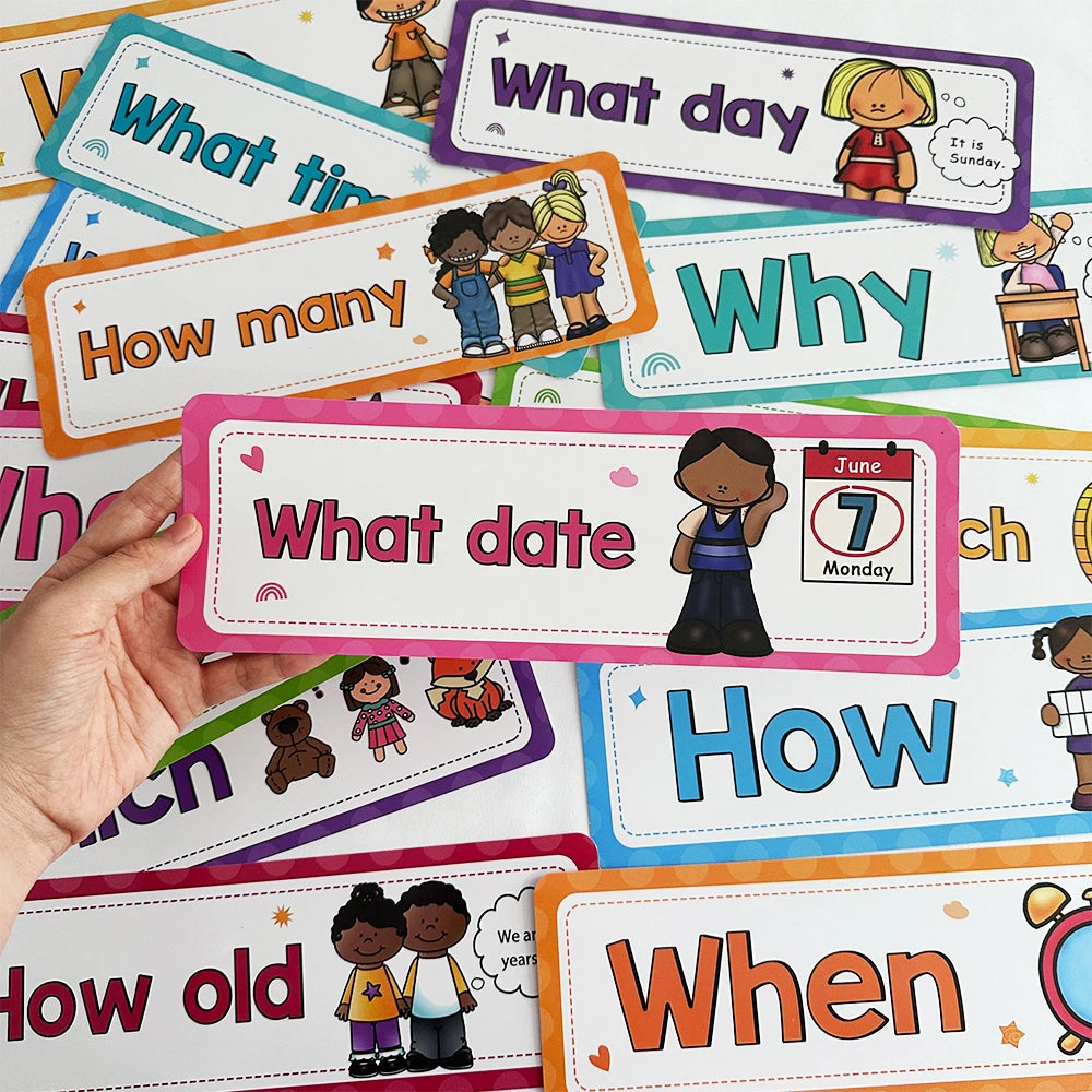 WH Question Words English Grammar Learning Cards
