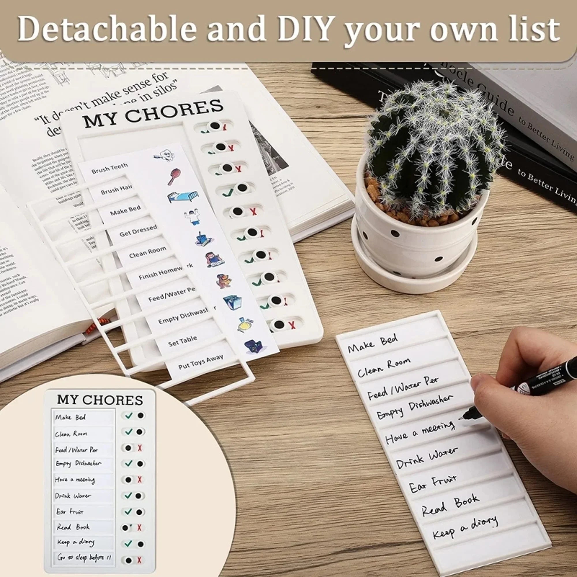 1Pcs Kids Chore Chart with 5Pcs