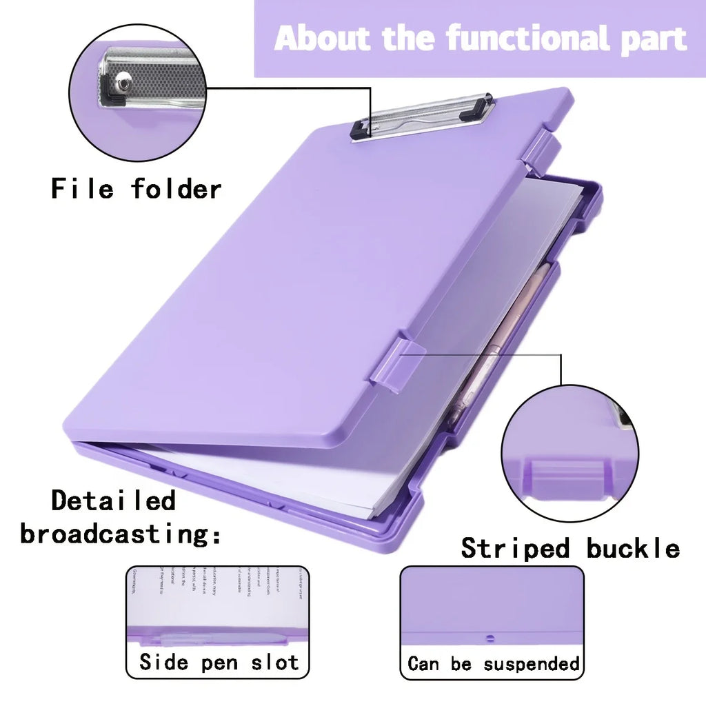 Portable A4 Plastic File Box Clipboard