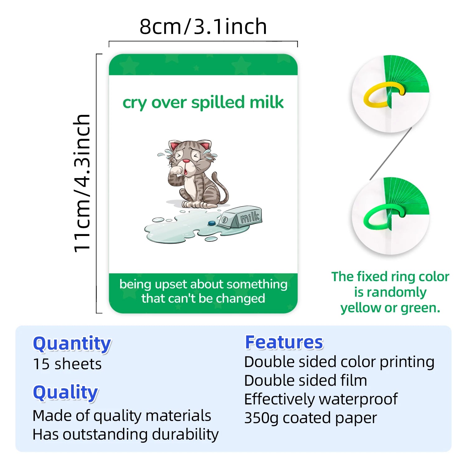 15pcs English Proverb Flashcards
