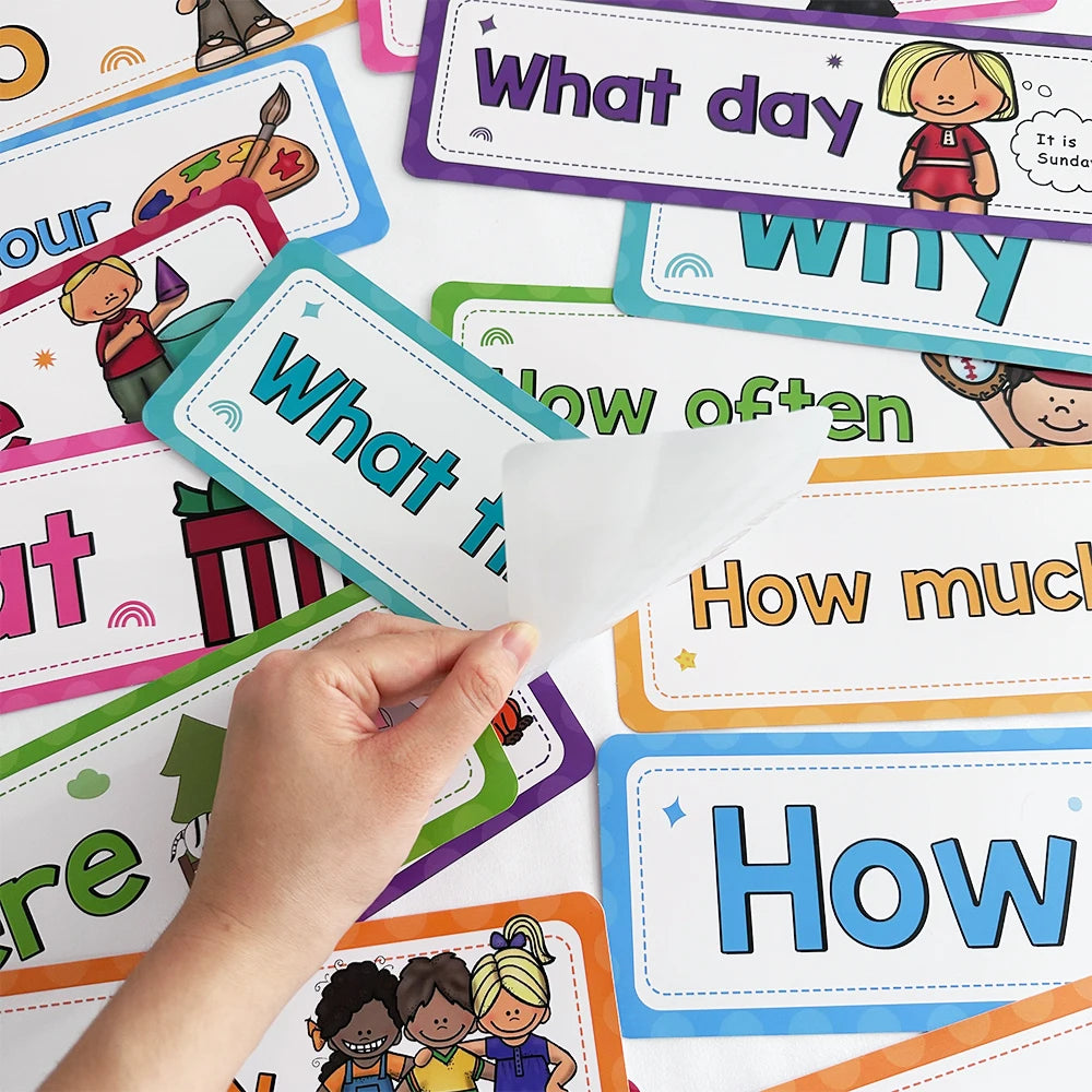 WH Question Words English Grammar Learning Cards
