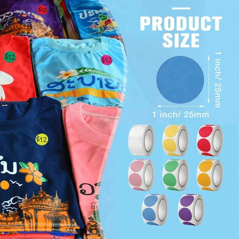 6Rolls 3000pcs Round Colorful Dot Stickers