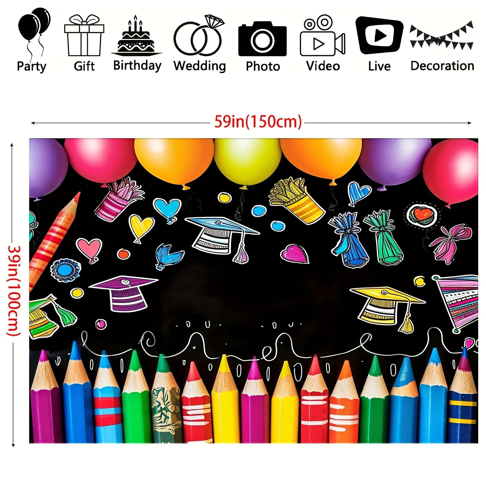 Colorful Crayon Pattern First Day Of School Backdrop