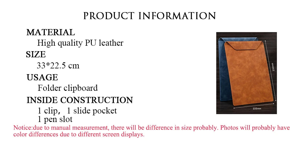 Business Leather A4 Paper File Folder Clipboard