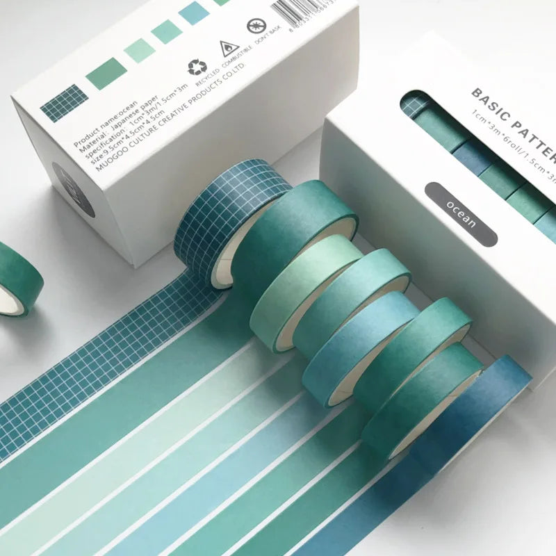 8pcs/box Basic Color Washi Tape