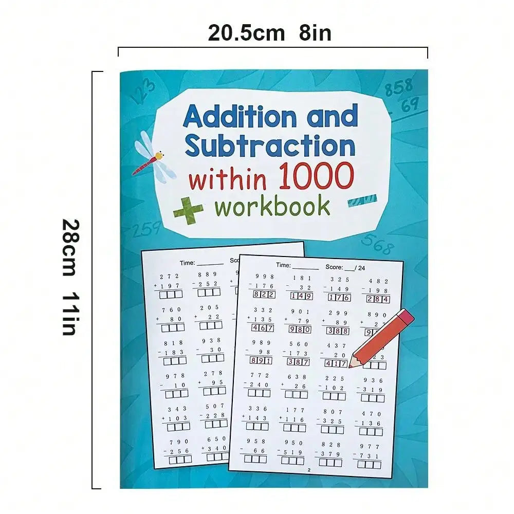 Addition and Subtraction within 1000 Math Workbook Uses for Primary School Arithmetic Practice Grade 1 2 3 4