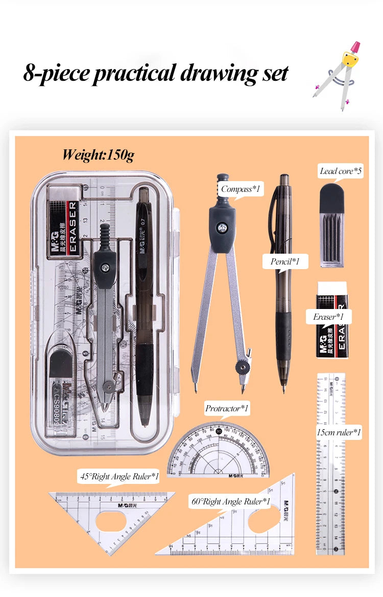 8 Pcs/Set Compass Ruler Set