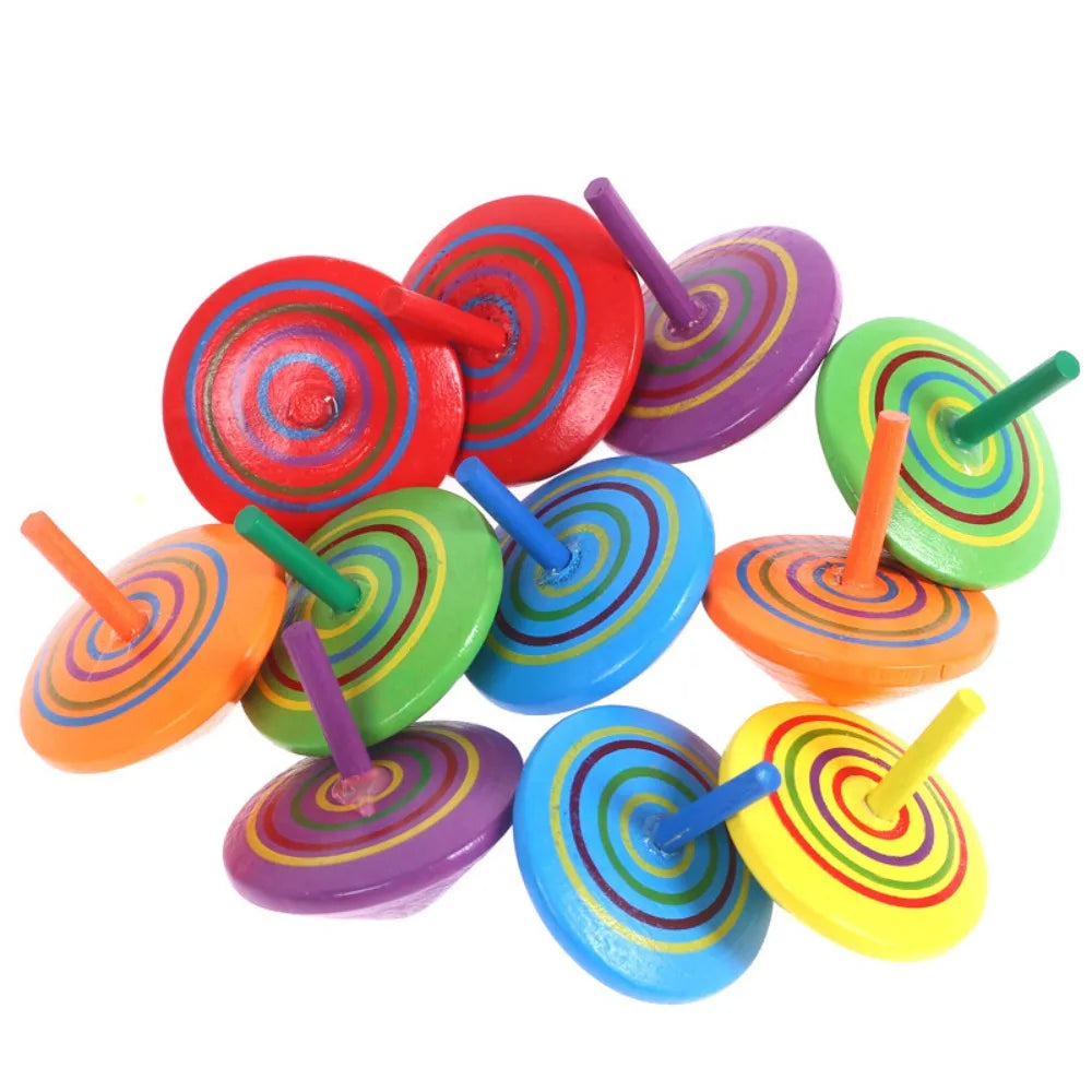 10-30Pcs Fun Wooden Spinning Tops