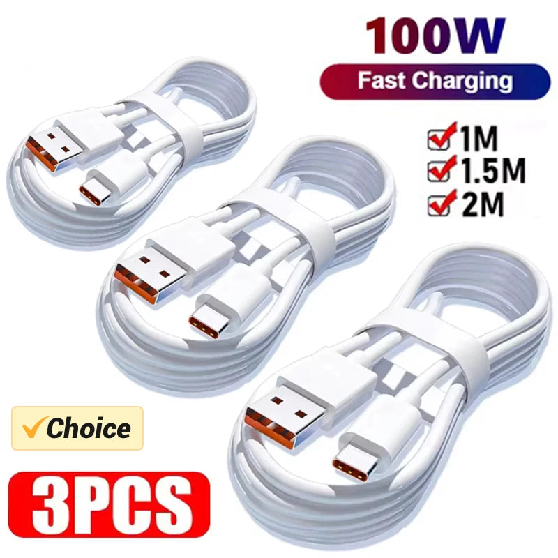 3PCS 100W 6A Super Fast Charger Cable