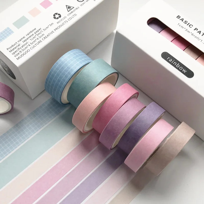 8pcs/box Basic Color Washi Tape