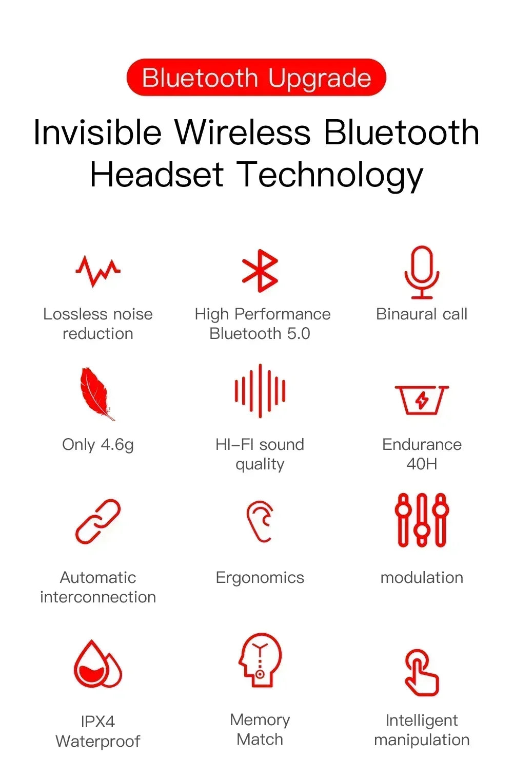 E6S Wireless Bluetooth Earphones