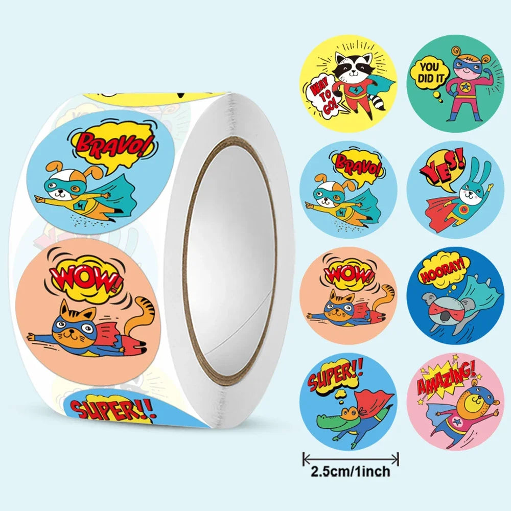 Cartoon Reward Stickers 8 Designs 2.5cm