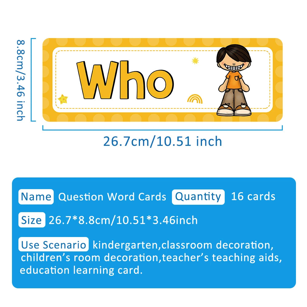 WH Question Words English Grammar Learning Cards