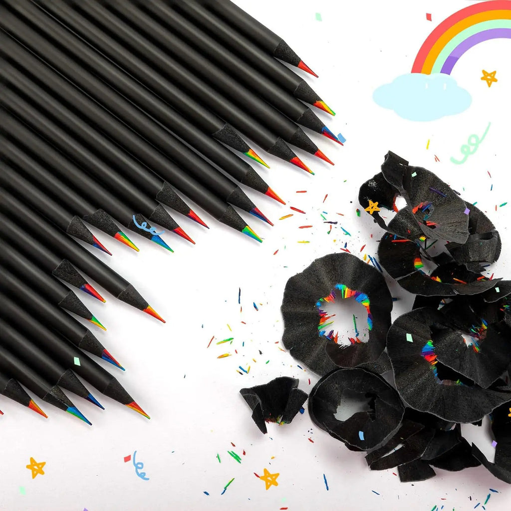 10pcs Color Black Wood Pencils 7 In 1 Pencil Gradient
