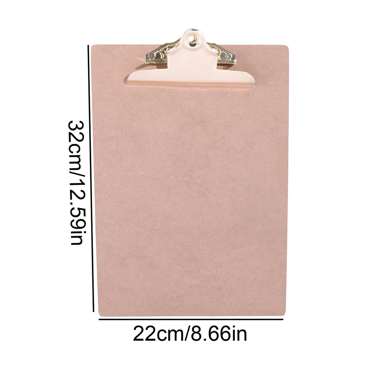 Wood Color Clipboard with Golden Metal Clip