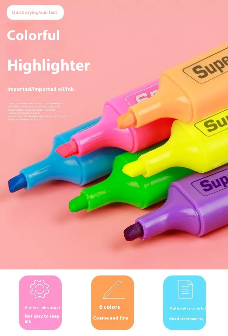 4/6pcs Pastel Color Macaron Highlighter Marker