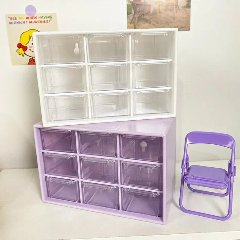 Desktop 9 Grid Storage Boxes Organizer
