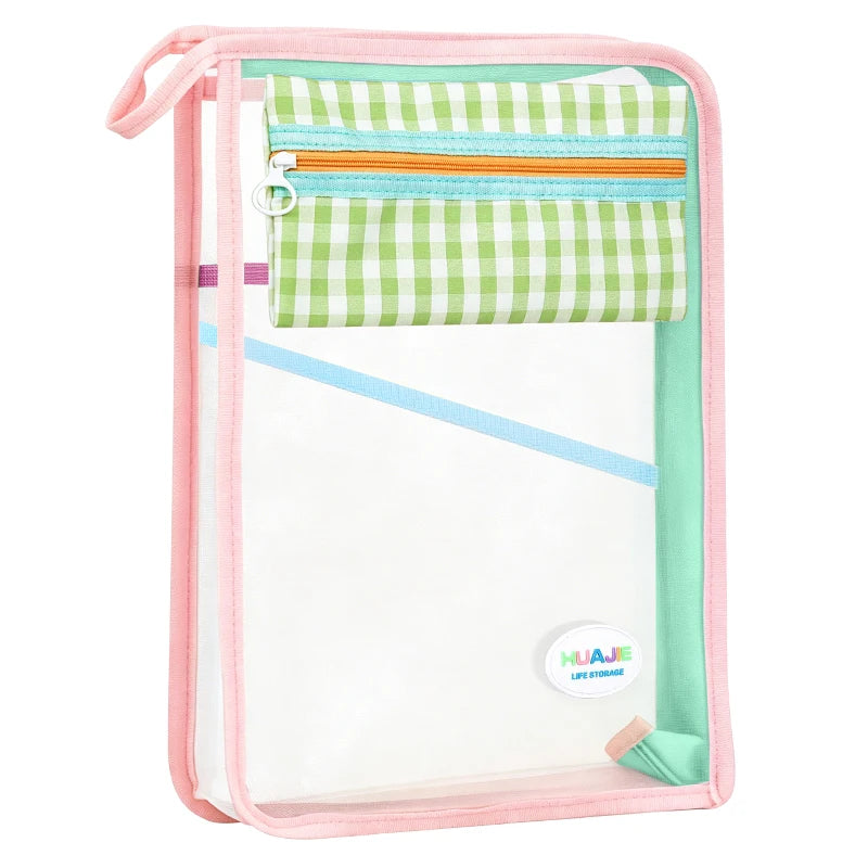 L-Shaped Zipper Mesh Document Bag