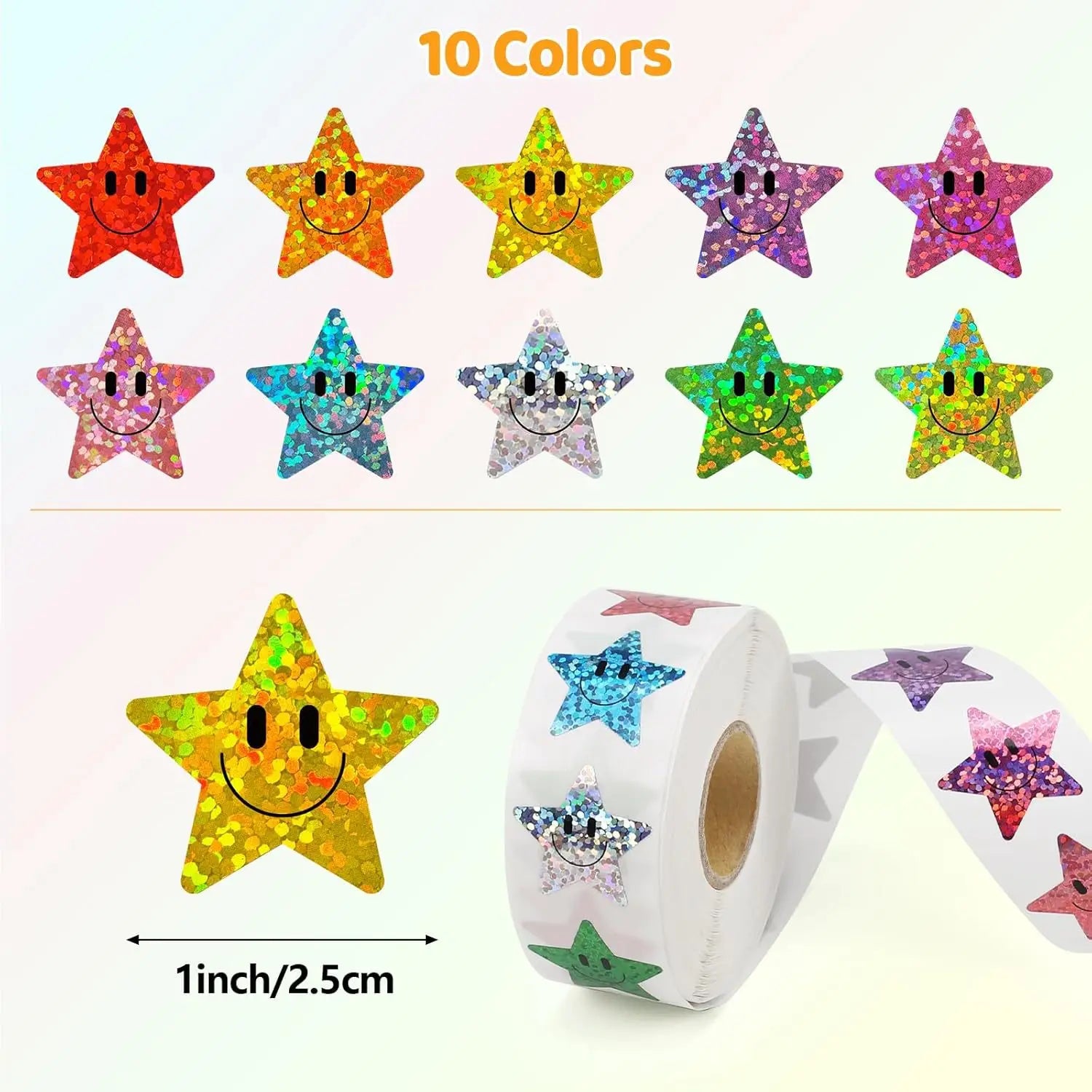 500 Pcs 1in. Smile Face Stickers Roll