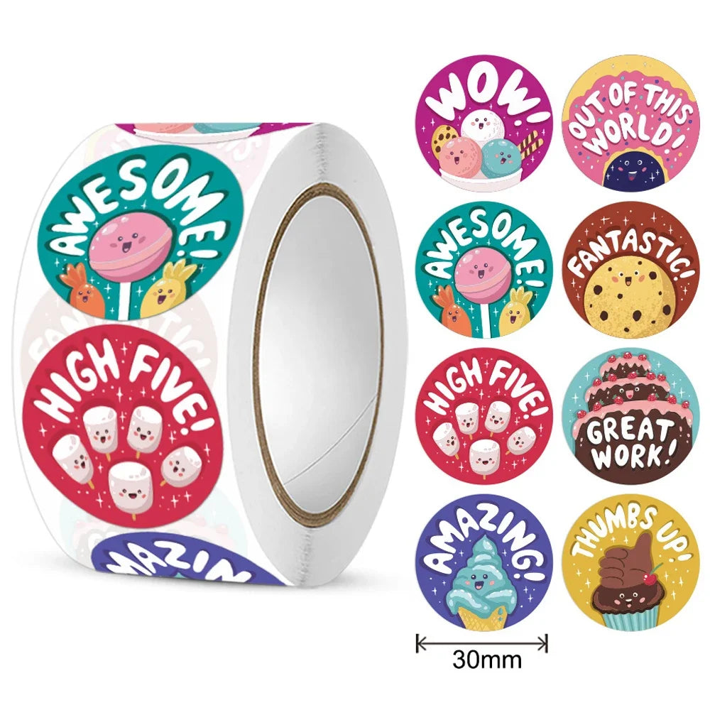 Cartoon Reward Stickers 8 Designs 2.5cm